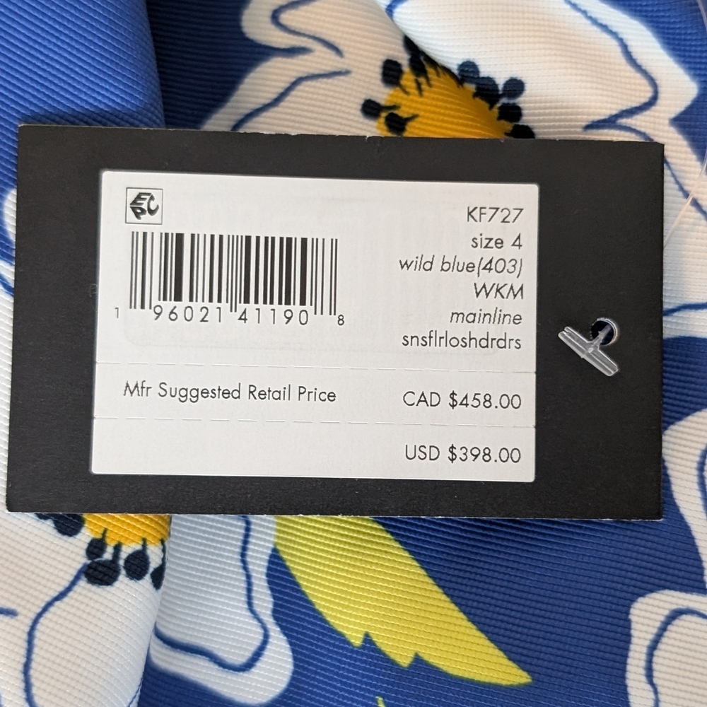 Kate Spade Blue Floral One Shoulder Dress - Picture 3 of 5